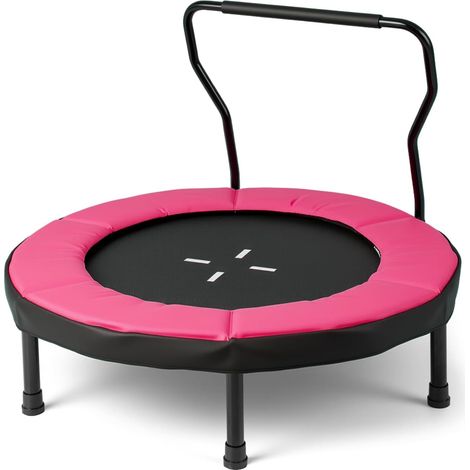 GOPLUS Trampoline Exterieur Enfant Pliable 102 CM, Trampoline Exterieur avec Poignée en Mousse Épaisse Amovible, Rembourrage de Sécurité, Charge 100 KG, Cadeau pour Garçon et Fille de 3 à 6 Ans (Rose)