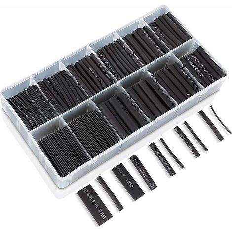 Tube Thermorétractable 560 Pcs Noir 8 Tailles Ratio 2:1 Gaine Thermorétractable 1-10mm Kit (1/5)