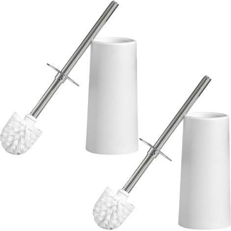 of 2 Toilet Brushes with Enclosed Holder Stainless Steel