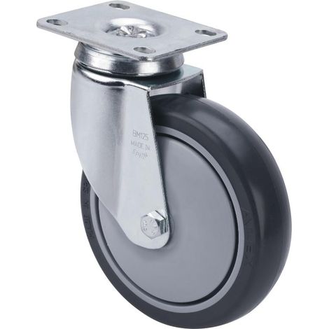 RUEDAS ALEX rueda giratora placa 10bha100cp-pgaisb goma gris eje bolas (1/2)