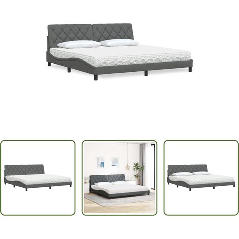 Schlafzimmer Bett - Bett mit Matratze Dunkelgrau 200x200 cm Stoff (1/5)
