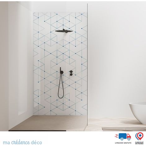 Panneau de douche : Formes triangles géométriques - Couleur Bleu signal - Alu composite - 90 - 245 (1/2)