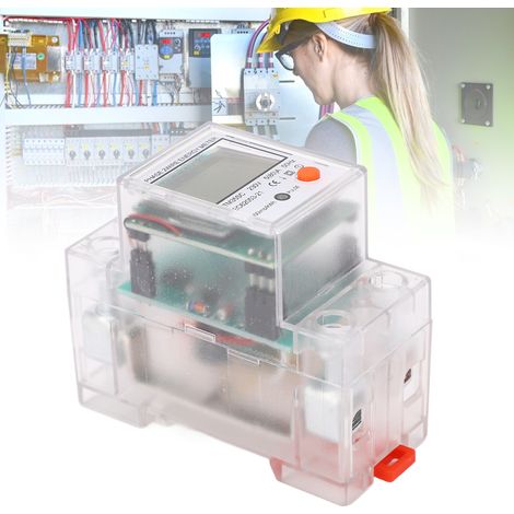Compteur électrique monophasé multifonctionnel 2P avec écran LCD, boutons de droite, boîtier transparent, usage domestique, rétroéclairage et remise à zéro. 5 A, 230 V. (1/5)