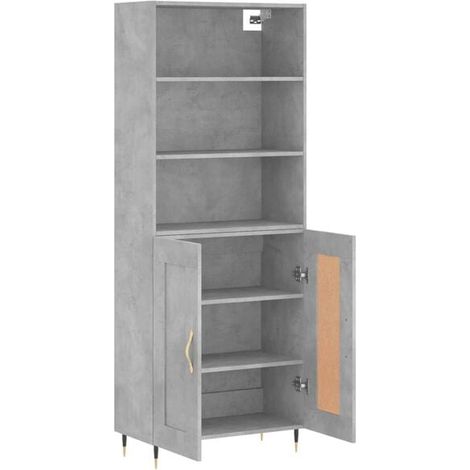 Armoire Haute de Rangement 69,5x34x180 cm en Bois d'Ingénierie, Couleur Gris Béton, Meuble de Stockage Vertical pour Cuisine, Salle de Bain ou Bureau (1/5)