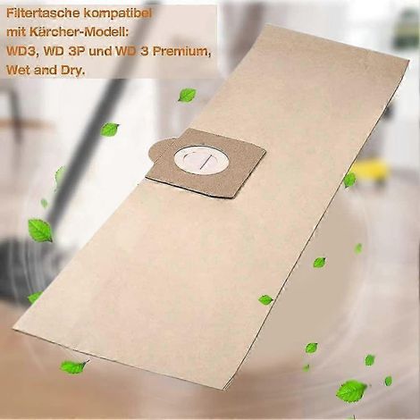 10er-Packung 6.959-130.0 Papierfilter-Staubbeutel A 2201/2204/2504 für WD3 WD3P Nass- und Trockensauger Ersatzausgabe 0620 (1/4)