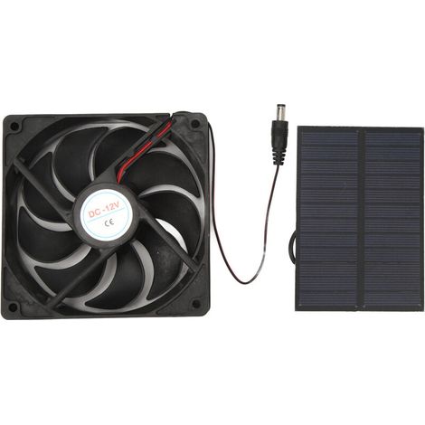 Jeffergarden Kit de ventilateur de panneau solaire extérieur silicium monocristallin pour caravanes camping-cars toilettes maisons pour animaux de compagnie 12V 3W (1/5)