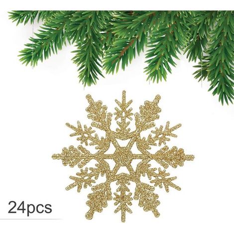 Fiocchi di neve, 24 pezzi, decorazioni natalizie, ornamenti natalizi, fiocchi di neve, decorazioni per albero di Natale, fiocchi di neve, decorazioni per albero di Natale glitterate (1/5)