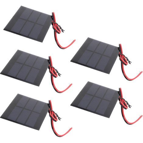 5er-Pack Mini-Solarmodule (60 x 80 x 3 mm), 0,65 W, 1,5 V Photovoltaikzelle mit 30 cm Kabel, DC-Lademodul (1/5)