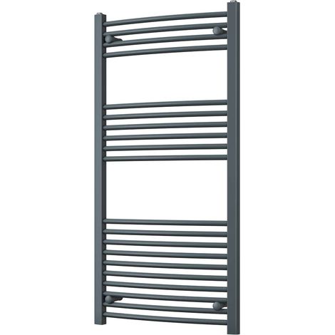 Zennor - Anthracite Heated Towel Rail - H1200mm x W600mm - Curved (1/3)