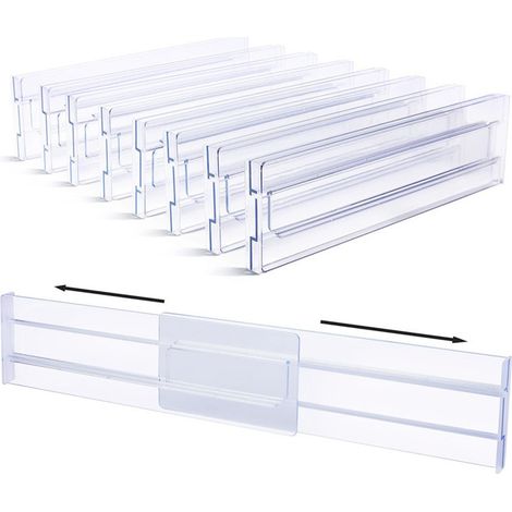Séparateurs de tiroirs extensibles et réglables, organisateur de vêtements, adaptés aux armoires, cuisines et bureaux, 27,5-528 cm, lot de 8 (1/5)