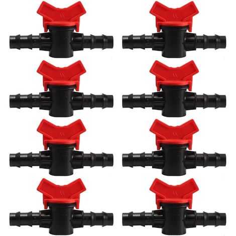 8PCS Valve à boisseau sphérique barbelée, 12 mm Valve à boisseau sphérique pour irrigation goutte à goutte, Valve de contrôle de débit avec interrupteur d’arrêt, Valve à boisseau sphérique (1/5)