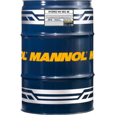 Mannol – Huile pour hydraulique central ISO 46 – 208L – MN2202DR – Viscosité VG 46 – Emballage jerrycan – Compatible avec normes DIN 51524-2 et ASTM D6158
