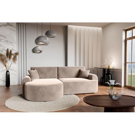 Divano letto angolare sinistro con vano contenitore ARTE PREMIUM in velluto a coste beige del produttore - VINOTTI (1/5)