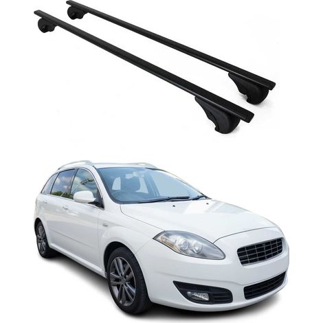 OMAC Barres de toit pour Fiat Croma 2005-2010 – TÜV / DIN 75302:2019 – Antivol inclus – Charge max 75 kg – 2 barres Noir (1/4)