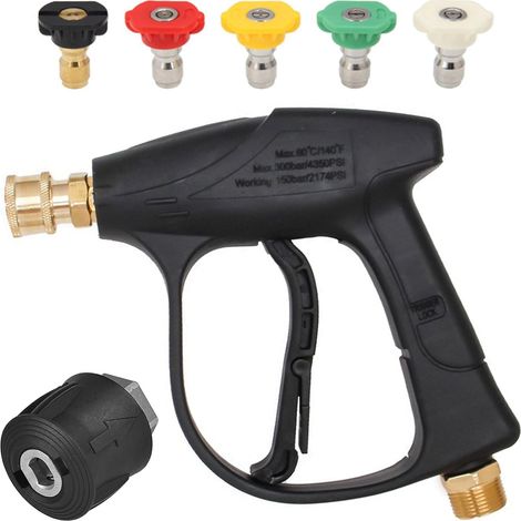 Pistola de hidrolavadora con 5 boquillas de pulverización, 4350 PSI, 1/4", pistola de alta presión, pistola estrecha M22 (1/5)