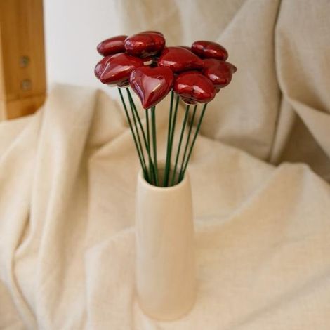 Cœur en Céramique sur Tige Décoration pour Jardin Balcon et Maison Fait Main 2,5 x 2,5 cm - PANGIVO