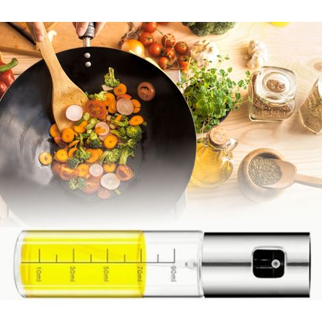 Flacon pulvérisateur d'huile en acier inoxydable avec entonnoir et brosse, idéal pour la cuisine et le fitness. (1/5)