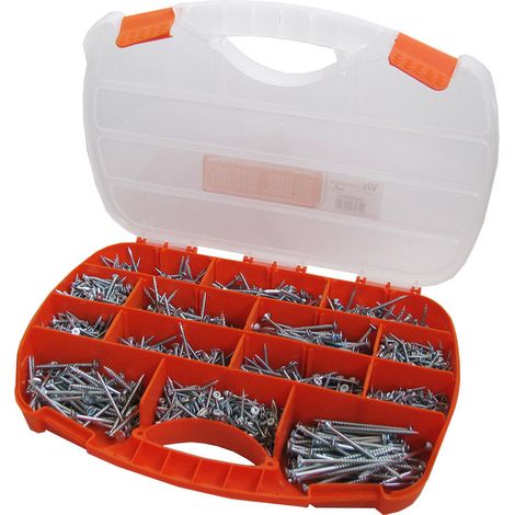 Assortiment de 1700 Vis bois TEKOR Tête fraisée TORX Pointe antifendage type 17 Acier zingué Avec Embout - 10 pièces (1/4)