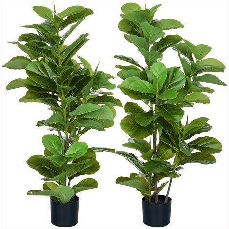 Plante artificielle 2 figuiers artificiels 110 cm avec pots verts (1/5)