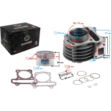 Cylindre Moretti pour scooter 4T 80cc 139QMB