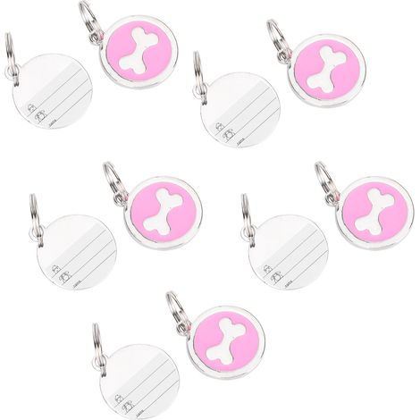 Lot de 10 médailles d'identification pour animaux de compagnie en forme d'os, à suspendre autour du cou. Étiquettes métalliques compactes et mignonnes pour chats et chiens. Couleur aléatoire. (1/5)