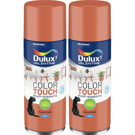 Lot de 2 - Peinture aérosol Color Touch Multi-Supports - Mat Terre Cuite 400 ml - Dulux Valentine