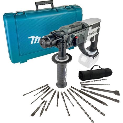 Makita DHR202Z White 18v SDS Hammer Drill 3 Function + 17PC Bit Set Point Chisel (1/5)