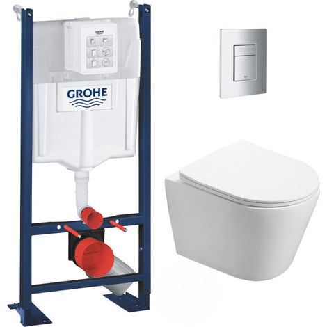 Pack WC Bâti autoportant + WC Swiss Aqua Technologies Infinitio sans bride + Plaque chrome (ProjectInfinitio-1-SP)