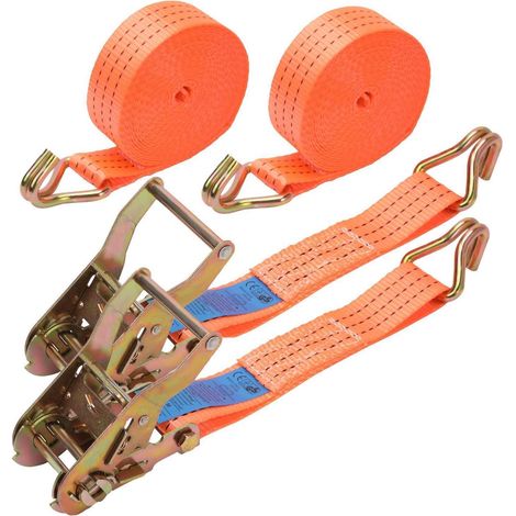 Spanngurte mit Ratsche 2er-Set 3cm x 6m Endlosband mit Haken Bruchlast 1500kg