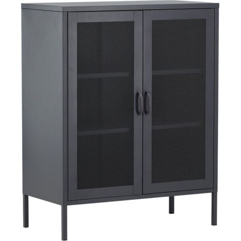 Buffet 2 Portes en Métal "Misha" 101cm Gris (1/5)