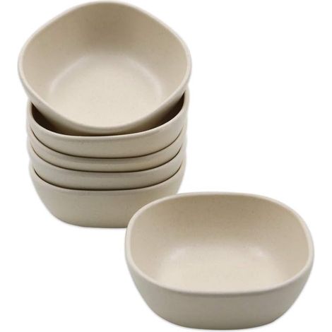 Set of 6 Stackable Dessert Bowls, Unbreakable Saucers for Snacks and Appetizers (Beige)