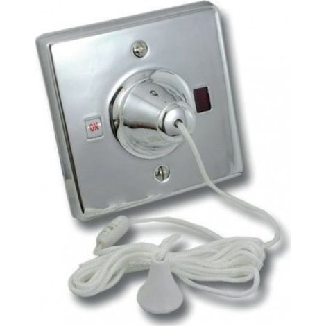 Varilight Pull Cord Switch 45 Amp, Chrome Effect