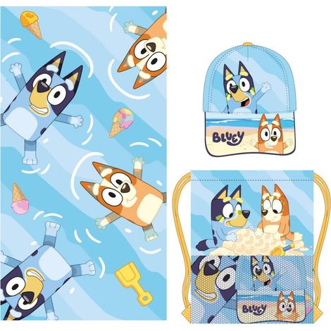 CERDÁ LIFE'S LITTLE MOMENTS BLUEY LOT DE SERVIETTES AVEC SAC - SERVIETTE DE BAIN DOUCE ET SAC DE GYM PRATIQUE POUR ENFANTS