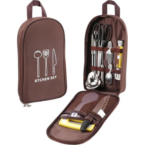 Sac Rangement pour Ustensiles Cuisine Camping, Poche À Couverts Rangement pour Vaisselle Camping Pique-Nique, Sac De Couverts De Camping, Sac Transport Vaisselle Camping Étanche (1/4)