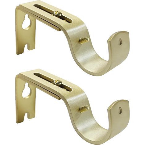 Adjustable wall bracket, curtain rod bracket, suitable for 25 mm diameter pipes, 2 pieces, gold (1/4)