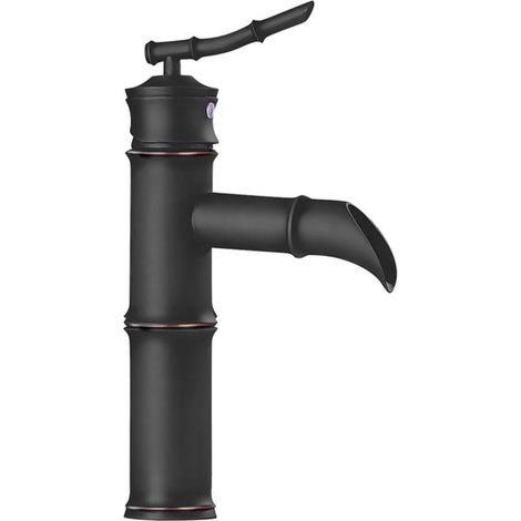 Bathroom Single Handle Faucets Modern Single Hole Bathroom Lavatory Vessel Sink Faucet, robinet d'eau chaude et à eau froideo, (Noir, 2D) (1/5)