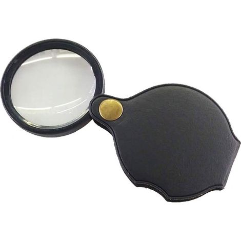 Loupe de poche pliable 8x avec étui de protection rotatif noir pour la lecture de journaux, livres, magazines et cours de sciences (1/5)