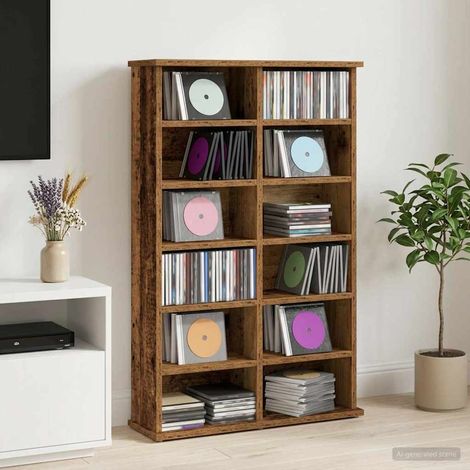 vidaXL CD Cabinet Old Wood 60 x 17 x 92 cm Engineered Wood (1/5)