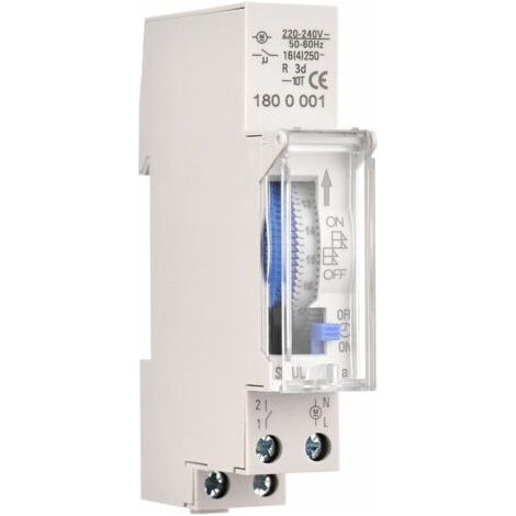 Minuterie mécanique de 24 heures Minuterie minimale de 15 minutes Montage sur rail Batterie intégrée, SUL180a AC220-240V Gris - SUL180a AC220-240V Gris. (1/4)