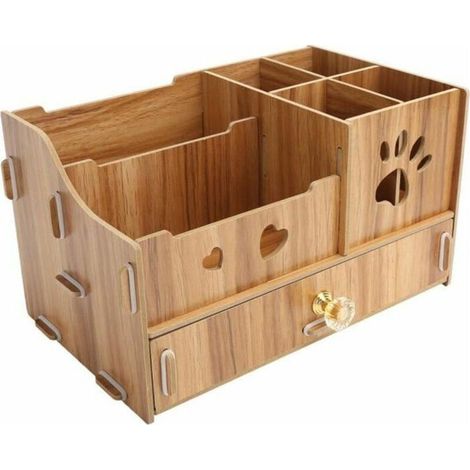 Etagère de rangement de table Organisateur de bureau Multifonction en bois support de rangement papeterie porte-stylo