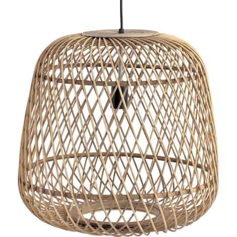 Suspension en rotin naturel style tropical lumière douce - rotin naturel clair (1/4)
