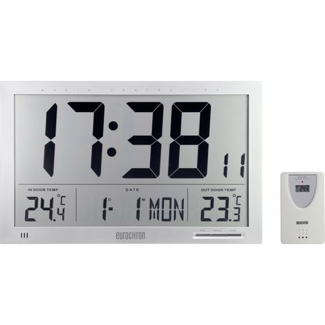 Eurochron EFWU Jumbo 102 Funk Wanduhr 37 cm x 23 cm x 3 cm Silber (1/5)