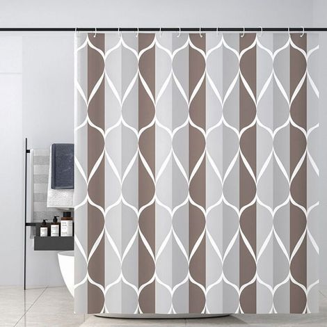 Rideau de Douche, Lavable,Rideaux de Douche en Tissu Impermeable,Lavable en Machine, en Polyester avec 12 Anneaux + Une Corde magnétique(Gris,180 x 200 cm) (1/3)