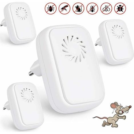 Pack of 4 ultrasonic mosquito repellents, electric insect repellents for reptiles and other insects, effective against indoor insects, mosquitoes, cockroaches, and fleas.