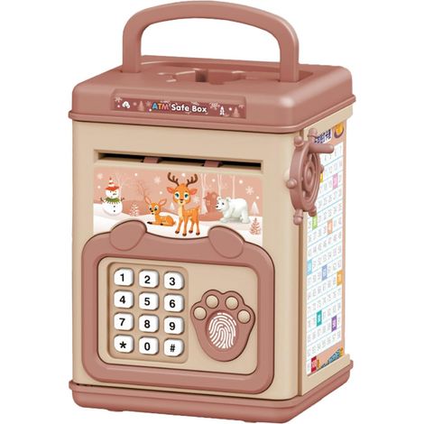Salvadanaio portatile a batteria, tipo bancomat, per ragazzi e ragazze, con grande capacità (rosa) (1/5)