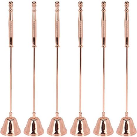 Glockenförmiger Kerzenlöscherdeckel aus Roségold mit ergonomischem Griff, für Zuhause, 6er-Set.