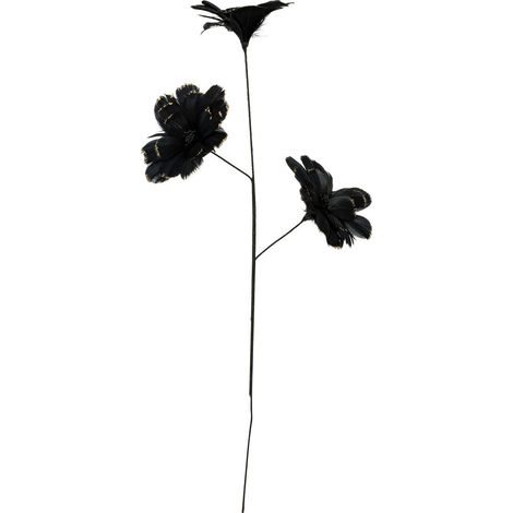 Branche déco spéciale fêtes Fleurs en Plumes noires et dorées H 65 cm - Feeric Christmas (1/2)