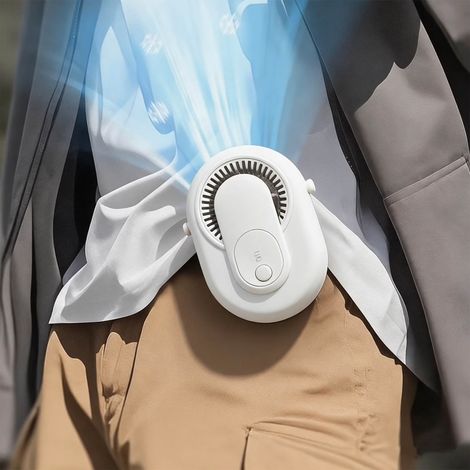Gürtelventilator 3500mAh, USB-C wiederaufladbar, 5 Geschwindigkeiten, Digitalanzeige, tragbar für Hals, Taille und Tisch, Outdoor Ventilator (1/5)