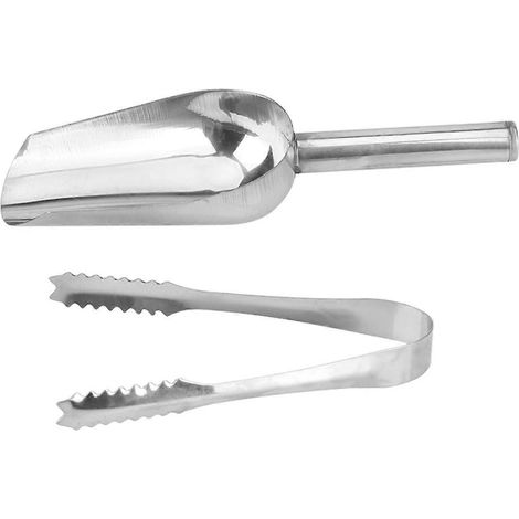 Lot de 2 pelles à glace en acier inoxydable pour bonbons et buffets, pinces à glace utilitaires de cuisine, pelles pour mariages, bars, barbecues et fêtes (6/8 pouces)-silver (1/3)