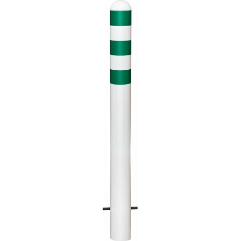 MORAVIA Schutzpoller CITY Stahl feuerverzinkt 1.200 mm weiß Alu-Kappe grüne Reflexringen (1/2)